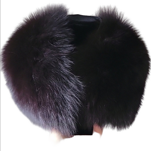 Black Fox Genuine Fur Detachable Jacket Coat Button Collar 23"×6" Large New